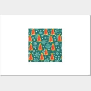 A Cute Christmas Tree Holiday Pattern. Posters and Art